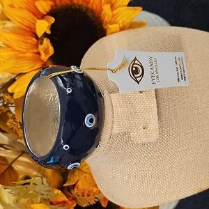 Eyecandy Los Angeles Navy Evil Eye Vangle  Bracelet